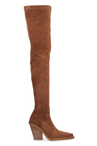 Stretch suede over the knee boots